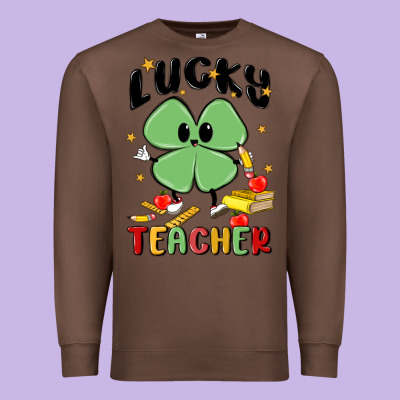 Lucky Teacher Premium Sweatshirt Designed By Maliassmallbusiness