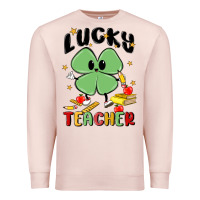 Pale Pink lucky teacher Premium Sweatshirt - MaliasSmallBusiness