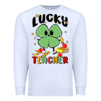 White lucky teacher Premium Sweatshirt - MaliasSmallBusiness