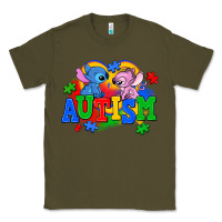 Army Green autism stitch with lilo Classic Tee - AdoDesignShop
