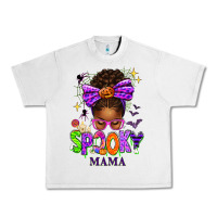 Lunar Rock Halloween Afro Messy Bun Spooky Mama Urban Heavy Tee - texasbilliewilder