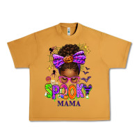 Peanut Butter Halloween Afro Messy Bun Spooky Mama Urban Heavy Tee - texasbilliewilder