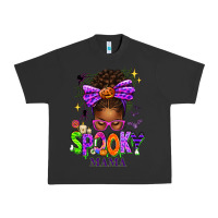 Pigment Black Halloween Afro Messy Bun Spooky Mama Urban Heavy Tee - texasbilliewilder