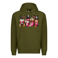 Army Green Scream Coffee Cups Premium Hoodie - MaliasSmallBusiness