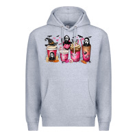 Heather Grey Scream Coffee Cups Premium Hoodie - MaliasSmallBusiness