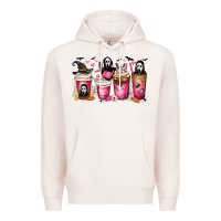 Pale Pink Scream Coffee Cups Premium Hoodie - MaliasSmallBusiness