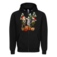 Black western christmas cows and cactuses Zipper Hoodie - AdoDesignShop