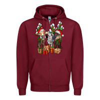 Burgundy western christmas cows and cactuses Zipper Hoodie - AdoDesignShop