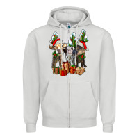 Dove Grey western christmas cows and cactuses Zipper Hoodie - AdoDesignShop