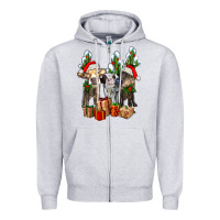 Heather Grey western christmas cows and cactuses Zipper Hoodie - AdoDesignShop
