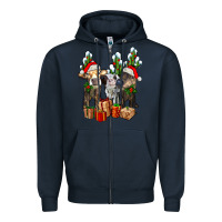 Navy western christmas cows and cactuses Zipper Hoodie - AdoDesignShop