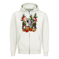 Oatmeal Heather western christmas cows and cactuses Zipper Hoodie - AdoDesignShop