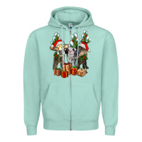 Seafoam western christmas cows and cactuses Zipper Hoodie - AdoDesignShop