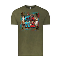 Vintage Olive baseball mama with leopard Vintage Tee - Zillion Design Studio