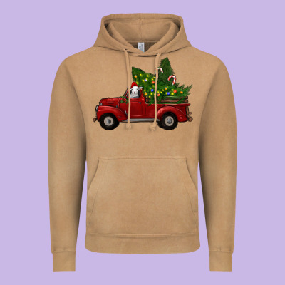 Vintage Hoodie Christmas Farm Truck With Baby Sheep