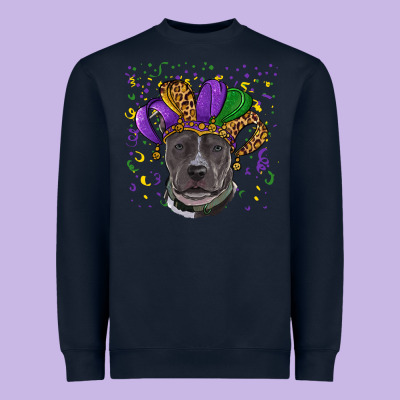 Heavyweight Sweatshirt Mardi Gras Pitbull with Hat