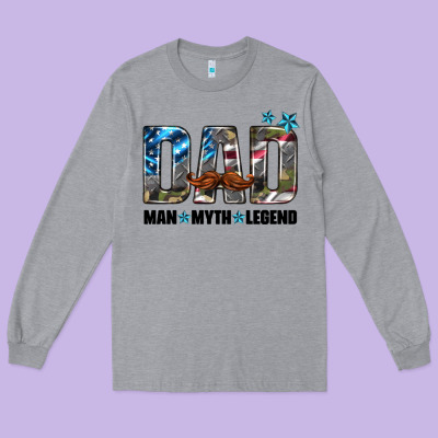 Dad Man Myth Legend Long Sleeve Tee Designed By Hra Design Shop