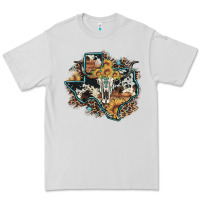 Dove Grey bull skull leopard cowhide sunflower texas map Premium Tee - Artiststas