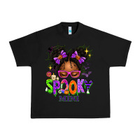 Black Spooky Mini Halloween Messy Bun Urban Heavy Tee - texasbilliewilder