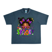 Midnight Navy Spooky Mini Halloween Messy Bun Urban Heavy Tee - texasbilliewilder