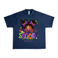 Navy Spooky Mini Halloween Messy Bun Urban Heavy Tee - texasbilliewilder