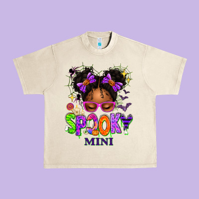 Spooky Mini Halloween Messy Bun Urban Heavy Tee Designed By Texasbilliewilder