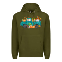 Army Green fall gnomes truck Premium Hoodie - MaliasSmallBusiness