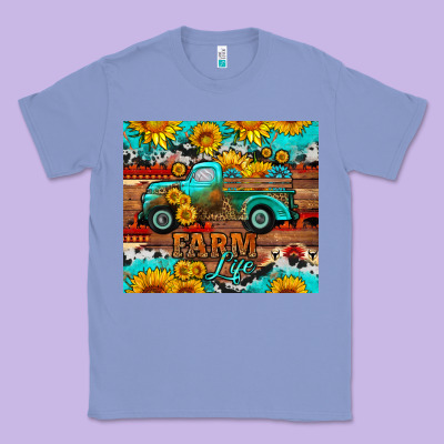 Western Farm Life Truck Sunflowers  Mousepad Classic Tee Designed By Hra Design Shop