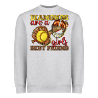 Heather Grey diamonds are a girls best friend softball Heavyweight Sweatshirt - texasbilliewilder
