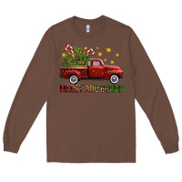 Chestnut Merry And Bright Christmas Trees Truck Long Sleeve Tee - FaDigitalArtStudio