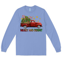 Colony Blue Merry And Bright Christmas Trees Truck Long Sleeve Tee - FaDigitalArtStudio