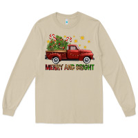 Mushroom Merry And Bright Christmas Trees Truck Long Sleeve Tee - FaDigitalArtStudio