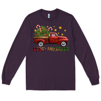 Plum Merry And Bright Christmas Trees Truck Long Sleeve Tee - FaDigitalArtStudio