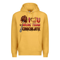Mustard i love you more than chocolate Premium Hoodie - AdoDesignShop