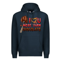 Navy i love you more than chocolate Premium Hoodie - AdoDesignShop