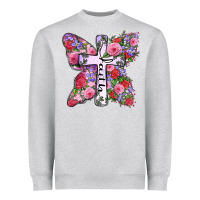 Heather Grey faith butterfly cross Heavyweight Sweatshirt - Zillion Design Studio