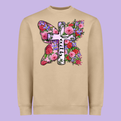 Faith Butterfly Cross Heavyweight Sweatshirt Designed By Zillion Design Studio