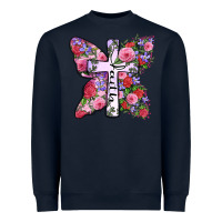 Navy faith butterfly cross Heavyweight Sweatshirt - Zillion Design Studio
