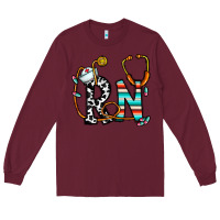 Burgundy rn nurse Long Sleeve Tee - CowhideDigitalArt