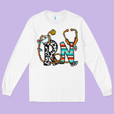 Rn Nurse Long Sleeve Tee Designed By Cowhidedigitalart