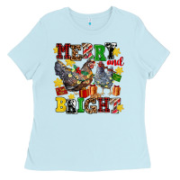 Baby Blue chicken merry and bright Ladies Tee - AdoDesignShop