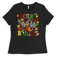 Black chicken merry and bright Ladies Tee - AdoDesignShop