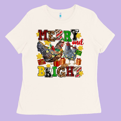 Chicken Merry And Bright Ladies Tee Designed By Adodesignshop