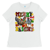 White chicken merry and bright Ladies Tee - AdoDesignShop