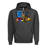 Charcoal Heather forklift birthday six Zipper Hoodie - Artiststas