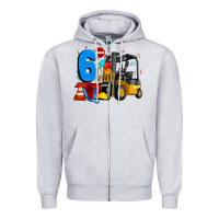 Heather Grey forklift birthday six Zipper Hoodie - Artiststas