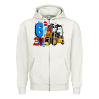 Oatmeal Heather forklift birthday six Zipper Hoodie - Artiststas