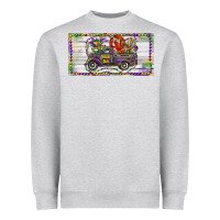 Heather Grey Mardi Gras Truck And Fleur De Lis Crawfish Heavyweight Sweatshirt - RanaPortraitStore