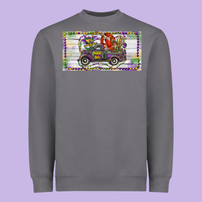 Heavyweight Sweatshirt Mardi Gras Truck And Fleur De Lis Crawfish