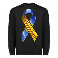 Black down syndrome ribbon softball Heavyweight Sweatshirt - texasbilliewilder